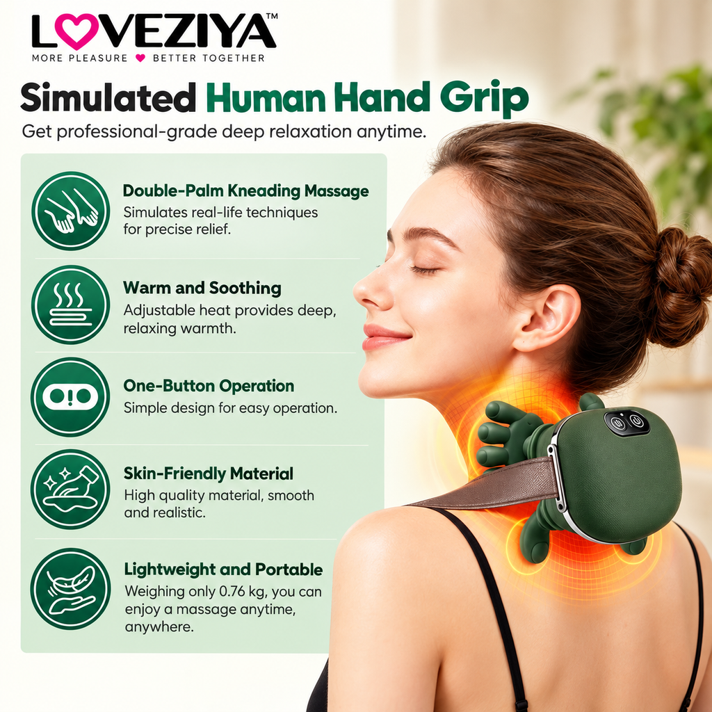 LOVEZIYA 4D Neck & Shoulder Massager – Rechargeable Electric Kneading Massager with Heat Function & Adjustable Strap
