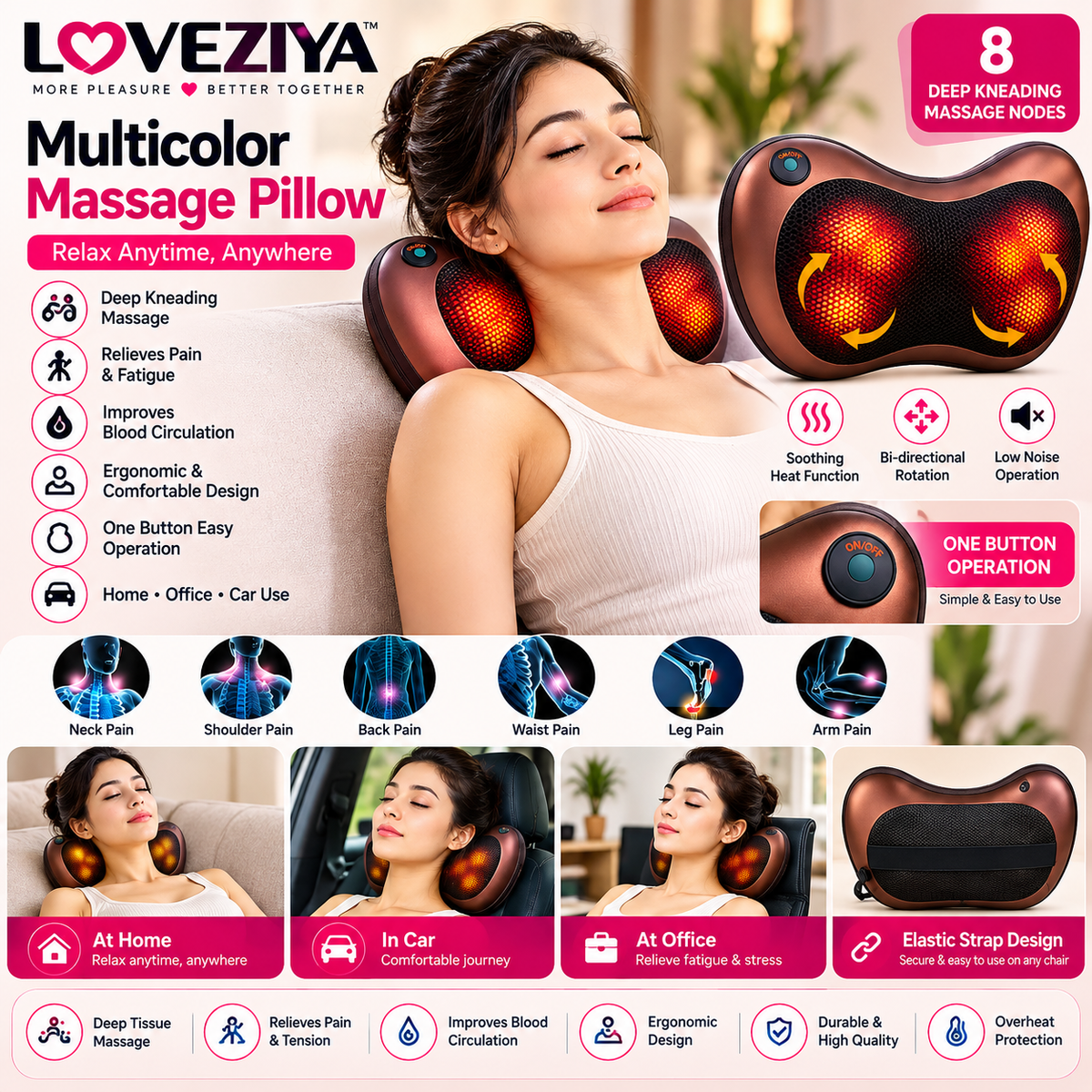 Multicolor Professional Massage Pillow Electric